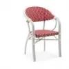 Modern Outdoor Dining Set with Text Tilene Mesh Aluminum Frame Chairs Full Aluminum Round Table for Hotel Park Use