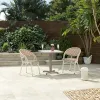 Modern Outdoor Dining Set with Textilene Mesh Aluminum Frame Chairs Rock Slab Square Table for Patio Balcony Living Room Leisure