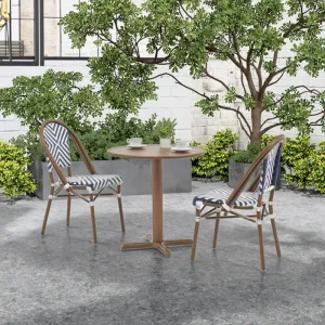 Modern Outdoor Dining Set with Textilene Mesh Aluminum Frame Chairs Round Table for Patio Balcony Living Room Hotel Leisure