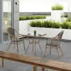 Modern Outdoor Dining Set with Textilene Mesh Aluminum Frame Chairs Montblanc Glass Table for Patio Balcony Leisure