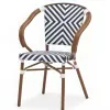 Modern Outdoor Dining Set with Textilene Mesh Aluminum Frame Chairs and Round Table for Hotel Patio Balcony Leisure