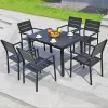 Modern Outdoor Dining Waterproof Solid Wood Aluminum Frame Durable Lightweight Quick-Dry Cushion Tables Chairs for Garden