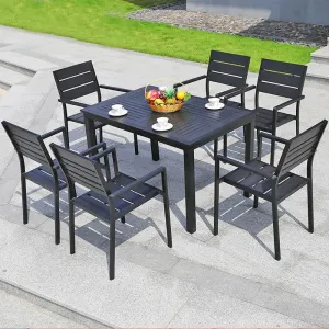 Modern Outdoor Dining Waterproof Solid Wood Aluminum Frame Durable Lightweight Quick-Dry Cushion Tables Chairs for Garden