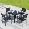 Modern Outdoor Dining Waterproof Solid Wood Aluminum Frame Durable Lightweight Quick-Dry Cushion Tables Chairs for Garden