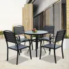 Modern Outdoor Dining Waterproof Solid Wood Aluminum Frame Durable Lightweight Quick-Dry Cushion Tables Chairs for Garden