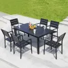 Modern Outdoor Dining Waterproof Solid Wood Aluminum Frame Durable Lightweight Quick-Dry Cushion Tables Chairs for Garden