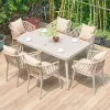 Modern Outdoor Furniture Dining Set Waterproof Sun-resistant Durable Aluminum Table Chair Set Extendable Table 10+ Seating