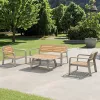 Modern Outdoor Furniture Set Aluminum Frame Plastic Wood Planks Durable Waterproof Rust Proof Stylish Villa Patio Courtyard Park