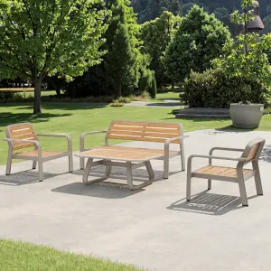 Modern Outdoor Furniture Set Aluminum Frame Plastic Wood Planks Durable Waterproof Rust Proof Stylish Villa Patio Courtyard Park