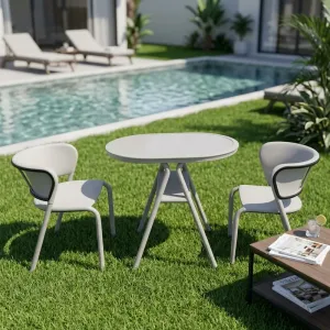 Modern Outdoor Furniture Set Durable Aluminum Alloy and Rope Metal Garden Use Table and Chair with Panel Style