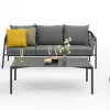 Modern Outdoor Furniture Set Rope Woven Garden Patio Aluminum Frame Sofa Set with Coffee Table Cushions for Resort Hotel Villa