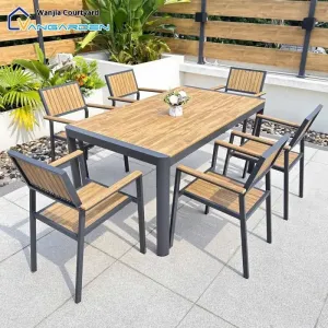 Modern Outdoor Garden Leisure Furniture Set Anti-Corrosion Metal Plastic Waterproof Sunscreen Durable Foldable Dining Courtyard
