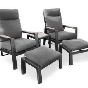 Modern Outdoor Leisure and Relaxation Cylinder Sofa Set with Thick Cushions and Aluminum Patio Table Suitable for Village