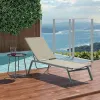 Modern Outdoor Pool Furniture Teslin Fabric Sun Lounger and Side Coffee Table Set Durable UV Resistant for Villa Courtyard Use