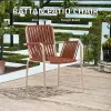 Modern Outdoor Portable Lightweight Stacking Chair with Metal Frame and Rattan Woven Design for Dining