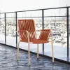 Modern Outdoor Portable Lightweight Stacking Chair with Metal Frame and Rattan Woven Design for Dining