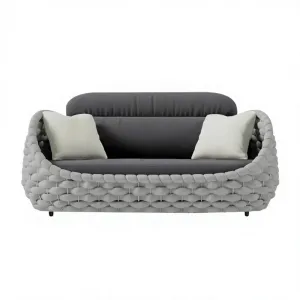Modern Outdoor Rope Woven Sofa Chair Cushioned Patio Balcony Garden Seating