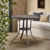 Modern Outdoor Round Dining Table Plastic Wood Top Waterproof Durable Eco-Friendly Patio Garden Kitchen Stylish Furniture