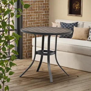 Modern Outdoor Round Dining Table Plastic Wood Top Waterproof Durable Eco-Friendly Patio Garden Kitchen Stylish Furniture