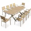 Modern Outdoor 10 Seat Dining Garden Furniture Park Aluminum Frame Durable Plastic Wood Panel Adjustable Table Comfortable