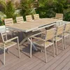 Modern Outdoor 10 Seat Dining Garden Furniture Park Aluminum Frame Durable Plastic Wood Panel Adjustable Table Comfortable
