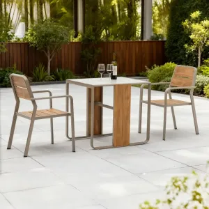 Modern Portable Lightweight Outdoor Dining Table Chairs Set Aluminum Poly Wood Durable Waterproof UV Resistant Outdoor Furniture