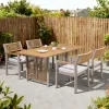 Modern Rattan Aluminum Outdoor Dining Table and Chair Set with Waterproof Cushions Durable Stackable for Hotels Courtyards
