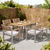 Modern Rattan Aluminum Outdoor Dining Table and Chair Set with Waterproof Cushions Durable Stackable for Hotels Courtyards