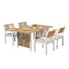 Modern Rattan Aluminum Outdoor Dining Table and Chair Set with Waterproof Cushions Durable Stackable for Hotels Courtyards