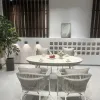 Modern Rattan Panel Beach Outdoor Dining Set with Aluminum Frame Waterproof Durable Hotel Park Use