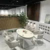 Modern Rattan Panel Beach Outdoor Dining Set with Aluminum Frame Waterproof Durable Hotel Park Use