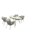 Modern Rattan Panel Beach Outdoor Dining Set with Aluminum Frame Waterproof Durable Hotel Park Use