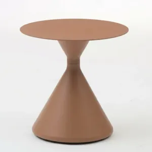 Modern Round Side Table Set with Metal Frame Portable Living Room Conical Coffee Table