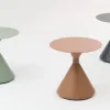 Modern Round Side Table Set with Metal Frame Portable Living Room Conical Coffee Table