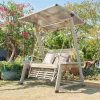 Modern Simple Design Outdoor Aluminium Swing Rocking Chair 3-Person Quick-Dry Cushion Courtyard Garden Terrace Home Recliner