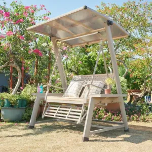 Modern Simple Design Outdoor Aluminium Swing Rocking Chair 3-Person Quick-Dry Cushion Courtyard Garden Terrace Home Recliner