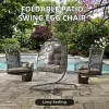 Modern Simple Foldable PE Rattan Egg Chair Bedroom Hanging Garden Chair Patio Swing Metal Stand 2 Person Bedroom Furniture