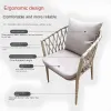 Modern Solid Wood Outdoor Furniture Table Chair Set. Aluminum Frame Woven Rope Waterproof Cushions Sun-resistant. Villa 3-year