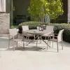 Modern Stone Dining Table Set Four Teslin Fabric Chairs Durable Aluminum Frame Weather-resistant for Outdoor Patios Living Room