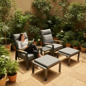 Modern Style Outdoor Aluminum Frame Lounge Chair for Beach Pool Water Leisure Courtyard Park Hotel-Stylish Sun Lounger