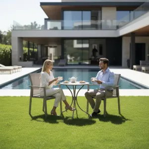 Modern Style Outdoor Dining Garden Chair Alu Stacking Aluminium Texliene for Patio Furniture Parks Warehouses