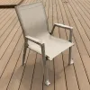 Modern Text tilene Mesh Dining Chair with Iron Frame Armrests for Outdoor Patio Garden