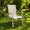 Modern Text tilene Mesh Dining Chair with Iron Frame Armrests for Outdoor Patio Garden
