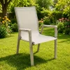 Modern Text tilene Mesh Dining Chair with Iron Frame Armrests for Outdoor Patio Garden