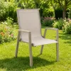 Modern Text tilene Mesh Dining Chair with Iron Frame Armrests for Outdoor Patio Garden