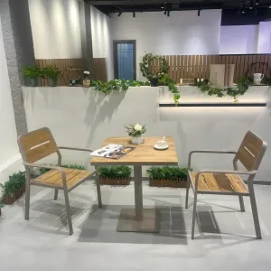 Modern Two-Seater Outdoor Aluminum Dining Coffee Table Chair Set Waterproof Stackable Eco-Friendly Durable Garden Comfortable