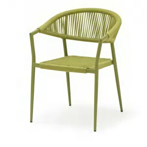 Modern Villa Indoor Outdoor Comfortable Dining Chair Rope Woven Mesh Backrest Rope Seat Sturdy Aluminum Frame Hotel Kitchen