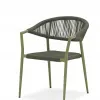Modern Villa Indoor Outdoor Comfortable Dining Chair Rope Woven Mesh Backrest Rope Seat Sturdy Aluminum Frame Hotel Kitchen