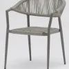 Modern Villa Indoor Outdoor Comfortable Dining Chair Rope Woven Mesh Backrest Rope Seat Sturdy Aluminum Frame Hotel Kitchen