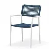Modern Villa Indoor Outdoor Dining Chair Lightweight Comfortable Rope Woven Mesh Backrest Seat Sturdy Aluminum Frame Waterproof